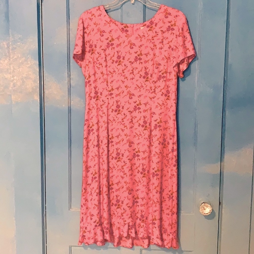 “Clues Collection” Cottagecore Dress Pink Floral Ladies Size 10 Prairie Retro